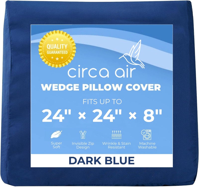 Circa Air Circa Air Wedge Pillow Cover  Bed Case for Inflatable Wedge 24x24x8 Ultra Soft 100 Microfiber With Zip Cover Machine Washable Blue 