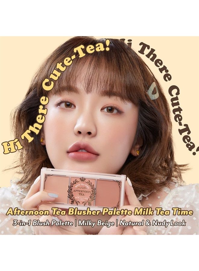 I'M MEME I'm Meme Palette - Afternoon Tea Blusher | Milk Tea Time, Blush for Cheek, Natural & Neutral, Buildable & Blendable, 3 Shades Palette, Matte Powder Blush for Face & Cheeks, For All Skin Tones, 0.42 oz  - Image 2