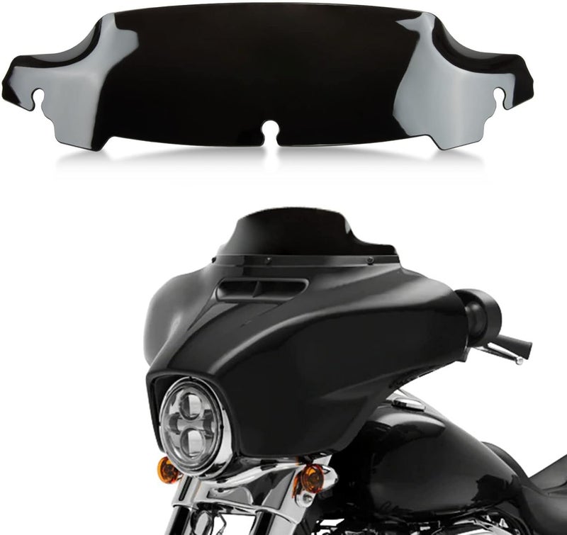 PSLER 4.5" Motorcycle Windshield Wave Windscreen Wind Splitter for Touring Glide 2014-2022 Black - Image 1