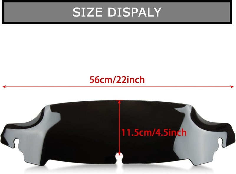 PSLER 4.5" Motorcycle Windshield Wave Windscreen Wind Splitter for Touring Glide 2014-2022 Black - Image 3