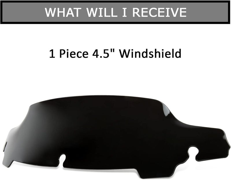 PSLER 4.5" Motorcycle Windshield Wave Windscreen Wind Splitter for Touring Glide 2014-2022 Black - Image 4
