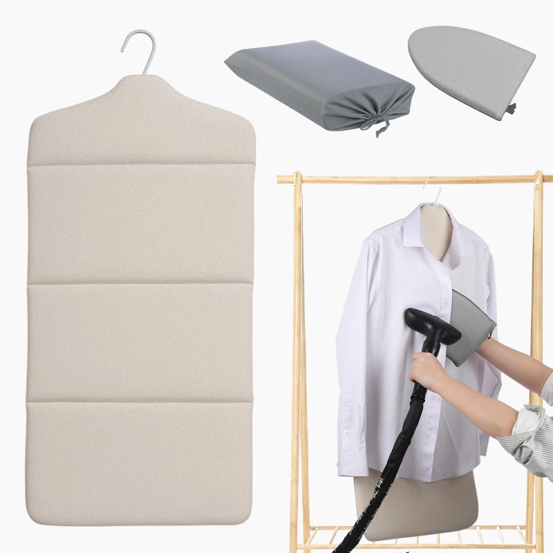 Grinsvalley Foldable Steam Board with Ironing Glove and Storage Bag 36" x 16" Foldable Steam Board 360Â° Rotating Hook for High Pressure Clothes Steaming Standing Steamer for Home and Travel Use - Image 1