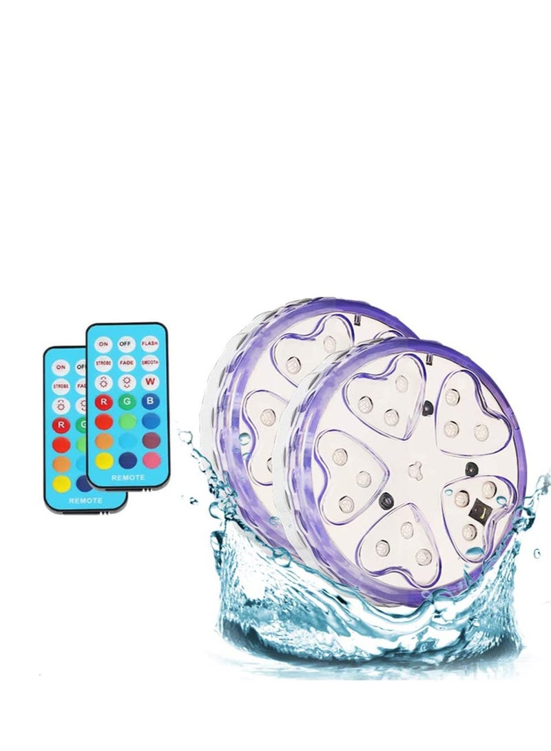 SYOSI Submersible Led Lights with Remote Hot Tub Lights Bath Spa Lights LED Color-Changing Magnetic Floating Pool Light Underwater Lights for Vase Aquarium Decoration Camping Pool 2 Pack - Image 1