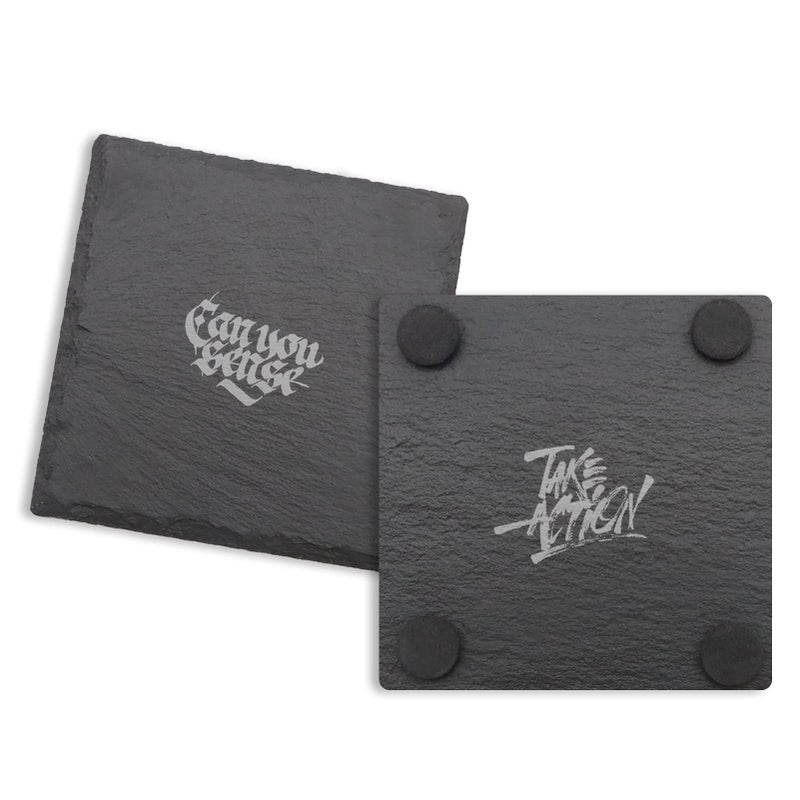 SIJDIEE 8 PCS Square Slate Drink Coasters مجموعة Sijdiee 4 بوصة سوداء من الوقايات الحجرية مع أسفل الخدش وحامل السفينة لمكتب المطبخ المطبخ المنزل لوازم الديكور - Image 3