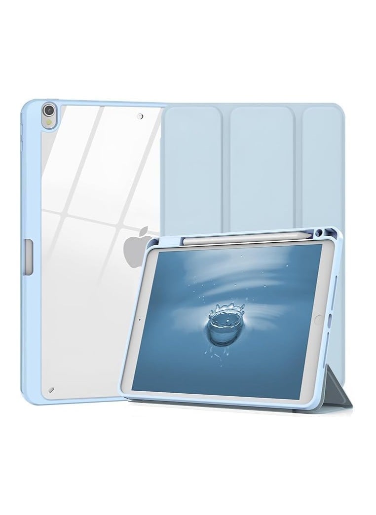 EVO Slim Hybrid Case for iPad 9th/8th/7th Generation (2021/2020/2019) 10.2 Inch - [Built-in Pencil Holder] Shockproof Cover with Clear Transparent Back Shell baby blue 