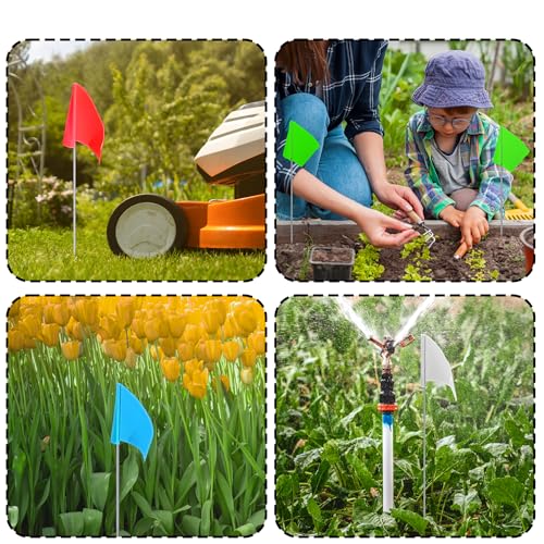 Zozen 100Pack Marking Flags, Red & Green & Blue & White, Writable / 15x4x5 Inch, Yard Flags for Lawn & Irrigation & Landscape & Sprinkler & Survey & Dog Training. - Image 5