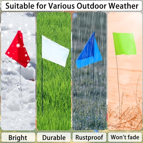 Zozen 100Pack Marking Flags, Red & Green & Blue & White, Writable / 15x4x5 Inch, Yard Flags for Lawn & Irrigation & Landscape & Sprinkler & Survey & Dog Training. - Image 4
