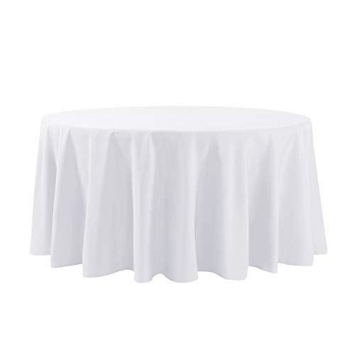 Cupuamon 120 inch Round Tablecloth Washable Polyester Table Cloth Decorative Table Cover for Wedding Party Dining Banquet (120 inch,White) - Image 2