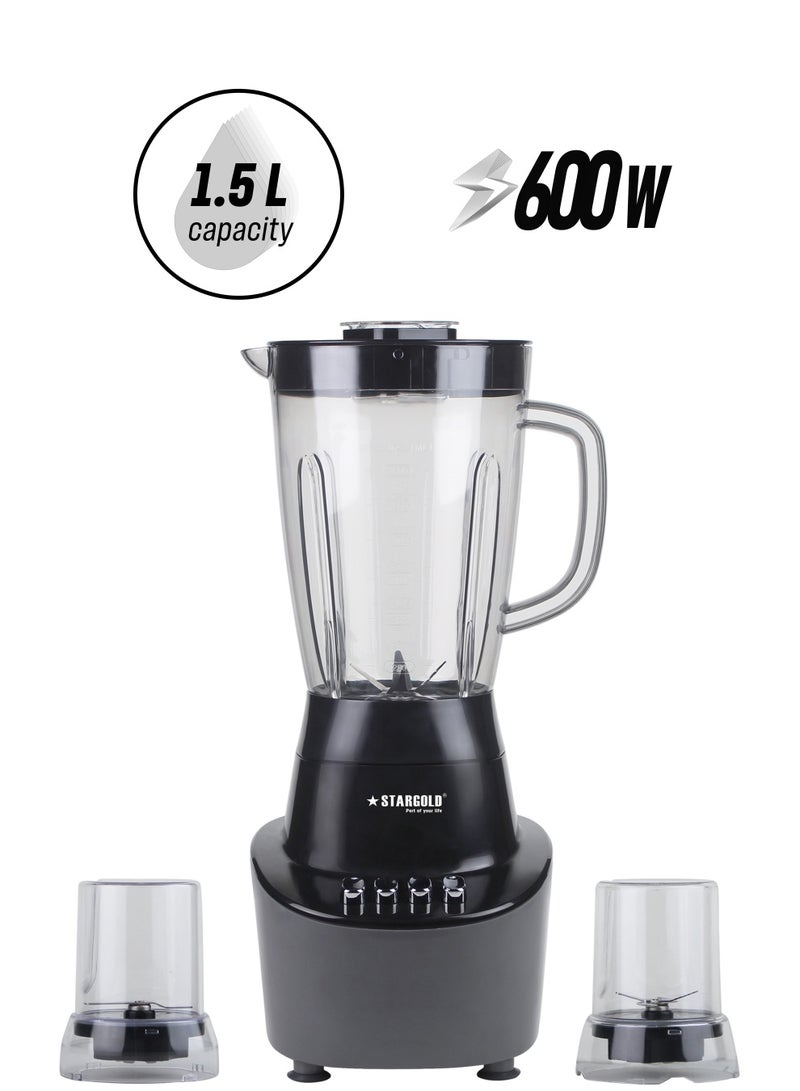 ستارجولد عصارة وخلاط 3 في 1 إبريق قوي غير قابل للكسر سعة 1.5 لتر ومحرك قوي 600 واط لخلط فعال ودقيق - Image 1