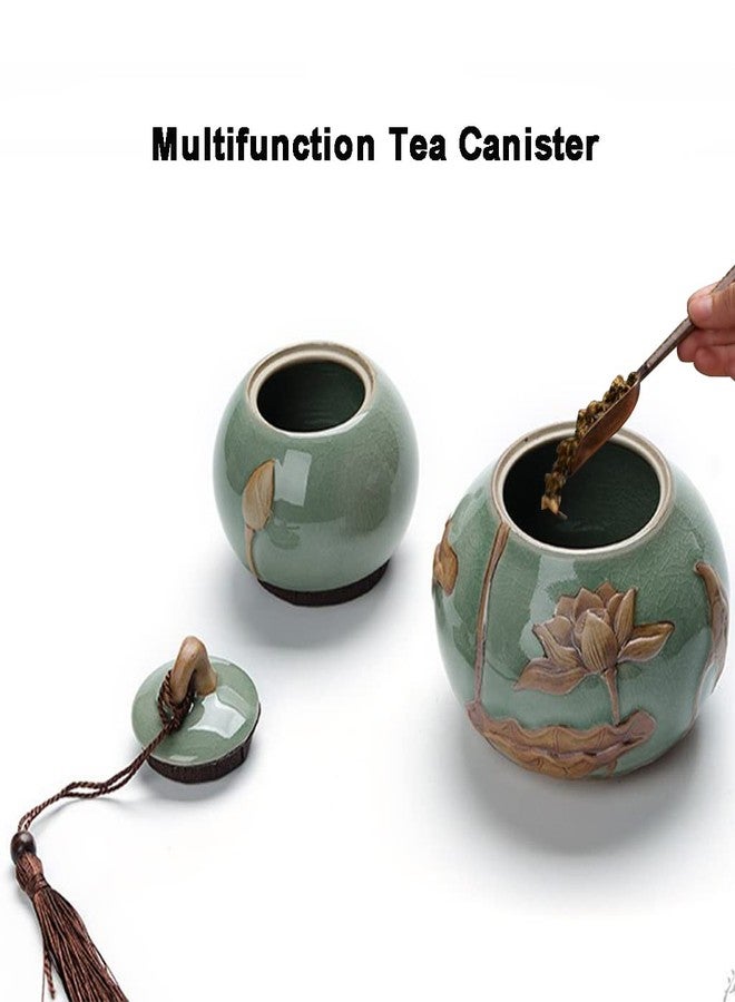 ARTLINE Airtight Lid Ceramic Tea Containers Tea Canister, Food Storage Jar Porcelain Tea Caddy Gourd Shape Design Sealed Loose Tea Tin Kichen Storage Container for Coffee Sugar, Nuts, Herb, Spice - Image 3