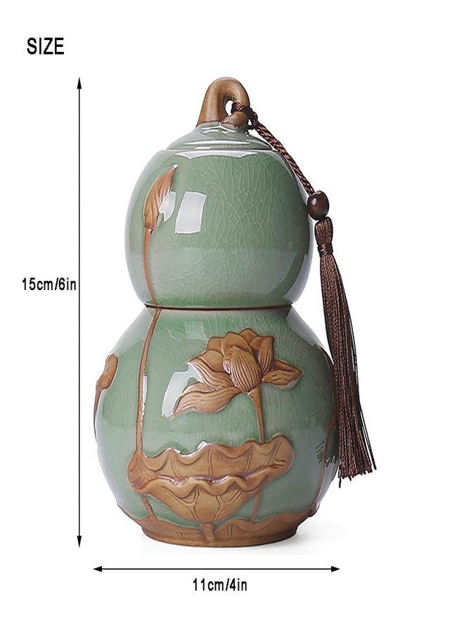 ARTLINE Airtight Lid Ceramic Tea Containers Tea Canister, Food Storage Jar Porcelain Tea Caddy Gourd Shape Design Sealed Loose Tea Tin Kichen Storage Container for Coffee Sugar, Nuts, Herb, Spice - Image 5