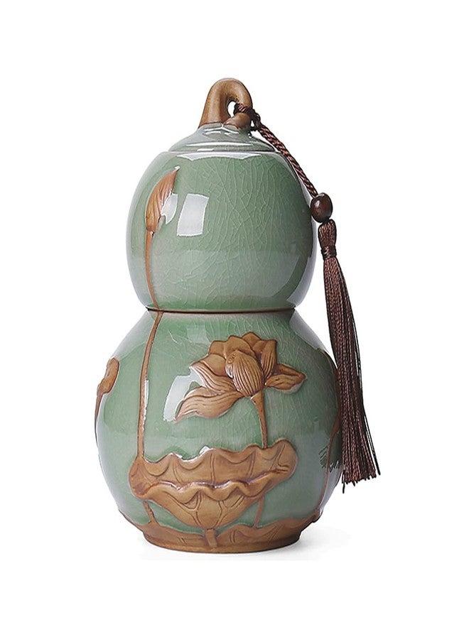 ARTLINE Airtight Lid Ceramic Tea Containers Tea Canister, Food Storage Jar Porcelain Tea Caddy Gourd Shape Design Sealed Loose Tea Tin Kichen Storage Container for Coffee Sugar, Nuts, Herb, Spice - Image 1