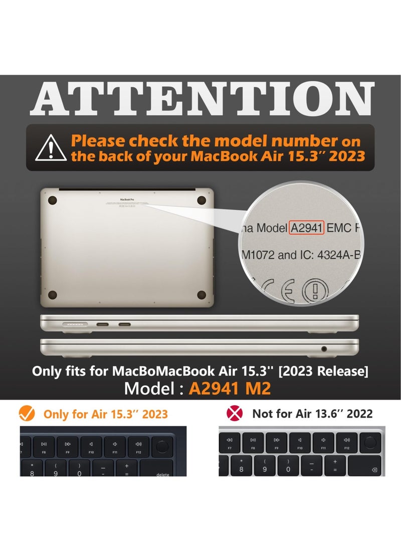 غطاء لجهاز MacBook Air 15 بوصة 2023، صلب مقاوم للصدمات مع قاعدة قابلة للطي، مناسب لجهاز MacBook Air 15”A2941 بمعالج M2 (أسود) - Image 2