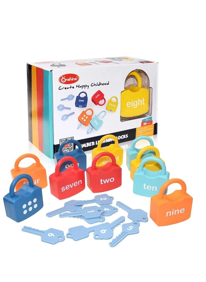 MIXDE 10PCS Kids Learning Locks with Keys Numbers Matching & Counting Montessori Math Educational Toys for Toddlers Ages 3 yrs+ Boys and Girls Preschool Games Gifts  - Image 1
