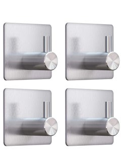Bukela Adhesive Hooks, Black Adhesive Towel Hooks Waterproof Self Adhesive Shower Wall Hooks Stainless Steel Stick on Hooks Heavy Duty Sticky Hooks for Bathroom Kitchen Living room Camper(4 Pcs)  - Image 1