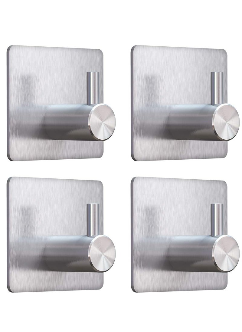 Bukela Adhesive Hooks, Black Adhesive Towel Hooks Waterproof Self Adhesive Shower Wall Hooks Stainless Steel Stick on Hooks Heavy Duty Sticky Hooks for Bathroom Kitchen Living room Camper(4 Pcs)  - Image 1