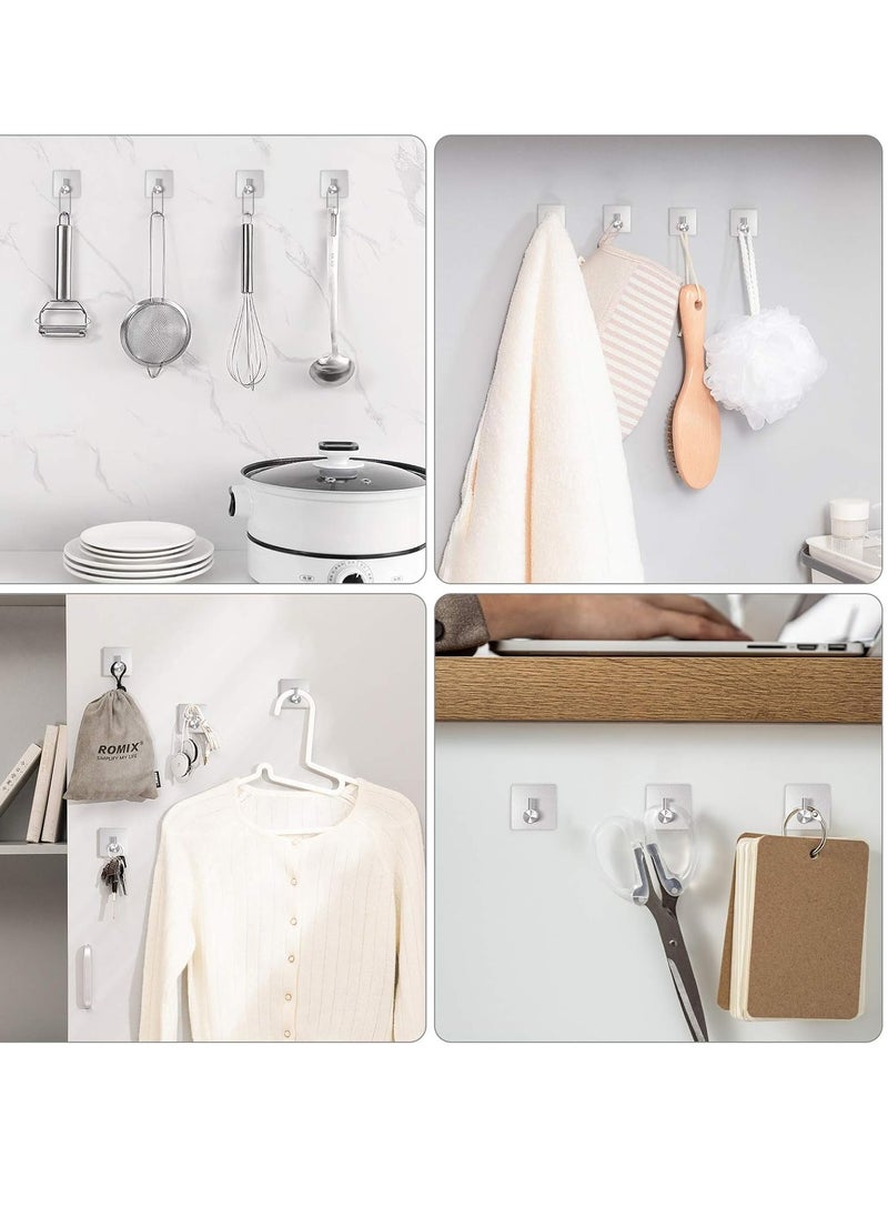 Bukela Adhesive Hooks, Black Adhesive Towel Hooks Waterproof Self Adhesive Shower Wall Hooks Stainless Steel Stick on Hooks Heavy Duty Sticky Hooks for Bathroom Kitchen Living room Camper(4 Pcs)  - Image 2