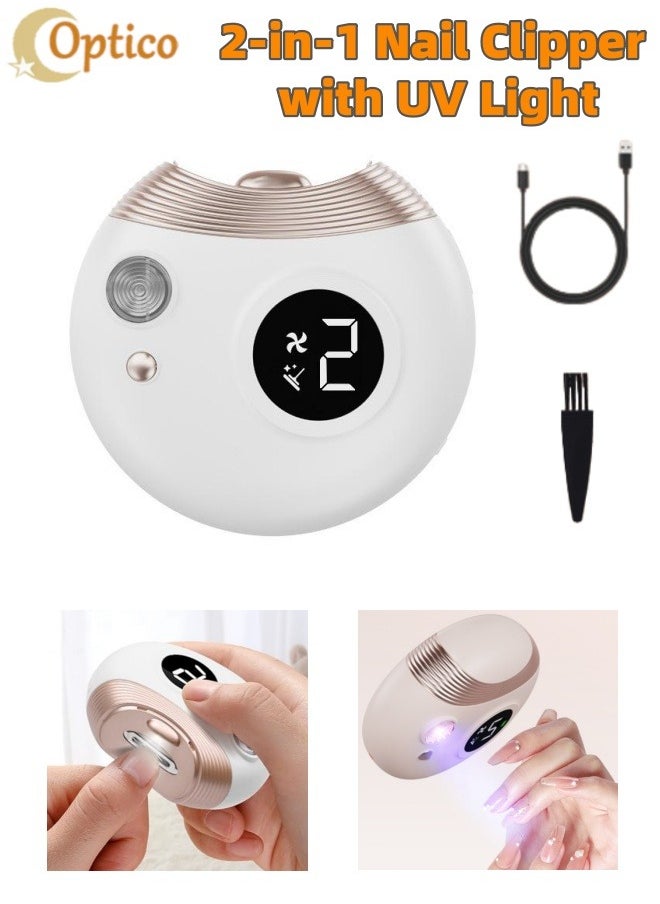 Optico Electric Nail Clipper, 2-in-1 Baby Nail Trimmer with UV Light 2-Speed Fingernail Cutter Safety Nail Grinder Multifunctional Nail Tools, Low Noise Working,  for Adult, Kids, Seniors  - Image 1