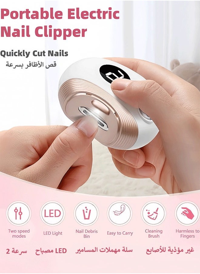Optico Electric Nail Clipper, 2-in-1 Baby Nail Trimmer with UV Light 2-Speed Fingernail Cutter Safety Nail Grinder Multifunctional Nail Tools, Low Noise Working,  for Adult, Kids, Seniors  - Image 5