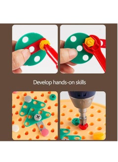 Y&D Tool Kit Box for Kids Children Screw and Drill Puzzle Toy set Creative DIY Building Puzzle Toy with Drill & Screw Driver Tool for Toddlers Boys Girls 203PCS (Yellow)  - Image 4