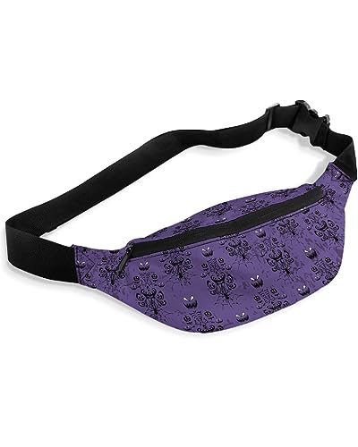 QueenKer Halloween Fanny Pack for Running Waist Pack for Women and Men Haunted Ghost House Mansion Spider Waterproof Crossbody Pocket Belt Bag with Adjustable Strap Bum Bag for Sports Travel Hiking Cycling - Image 1