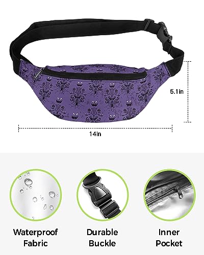 QueenKer Halloween Fanny Pack for Running Waist Pack for Women and Men Haunted Ghost House Mansion Spider Waterproof Crossbody Pocket Belt Bag with Adjustable Strap Bum Bag for Sports Travel Hiking Cycling - Image 3