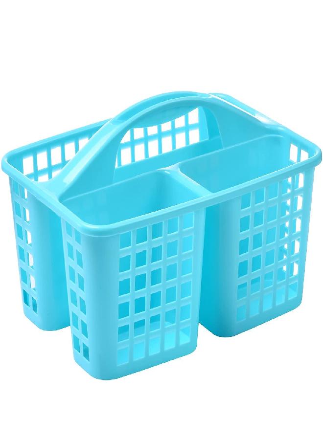 ALINK Plastic Shower Caddy Basket with Compartments, Portable Divided Cleaning Supply Storage Organizer with Handle for College Dorm Bathroom - Black - Image 1