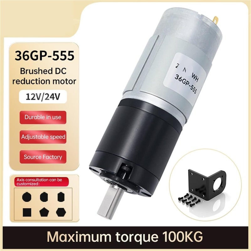 DC Planetary Gear Brush Motor 24V 30RPM High Torque Forward Reverse Adjustable Speed with Fixed Bracket - Image 3