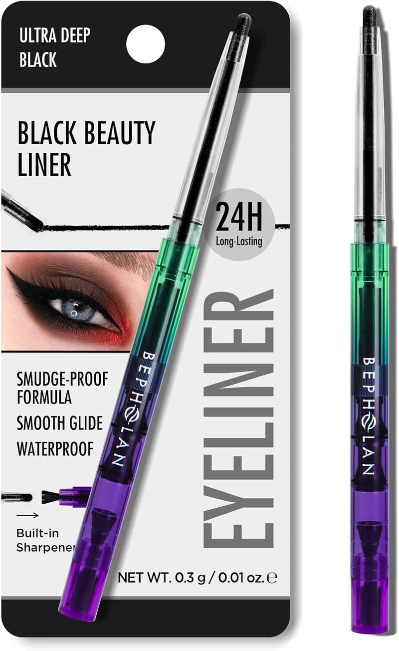 BEPHOLAN Black Eyeliner PencilsWaterproof Gel Eyeliner Pencil for Women Waterproof Smudge Proof Longlasting Black Pencil