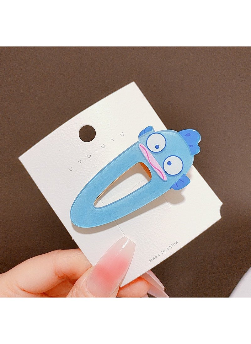 Generic South Korea Ins Sweet Texted Acetic Acid Clouds One-character Clip Wave Edge Duckbill Clip Cute Girl Edge Clip Hairpin 9-25 Mermaid 