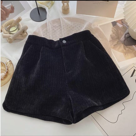 Small Woolen Short Pants Womens High Waist Early Autumn Winter 2022 New Outer Wear Boots Pants Casual Wide Leg Black 860 * Black 