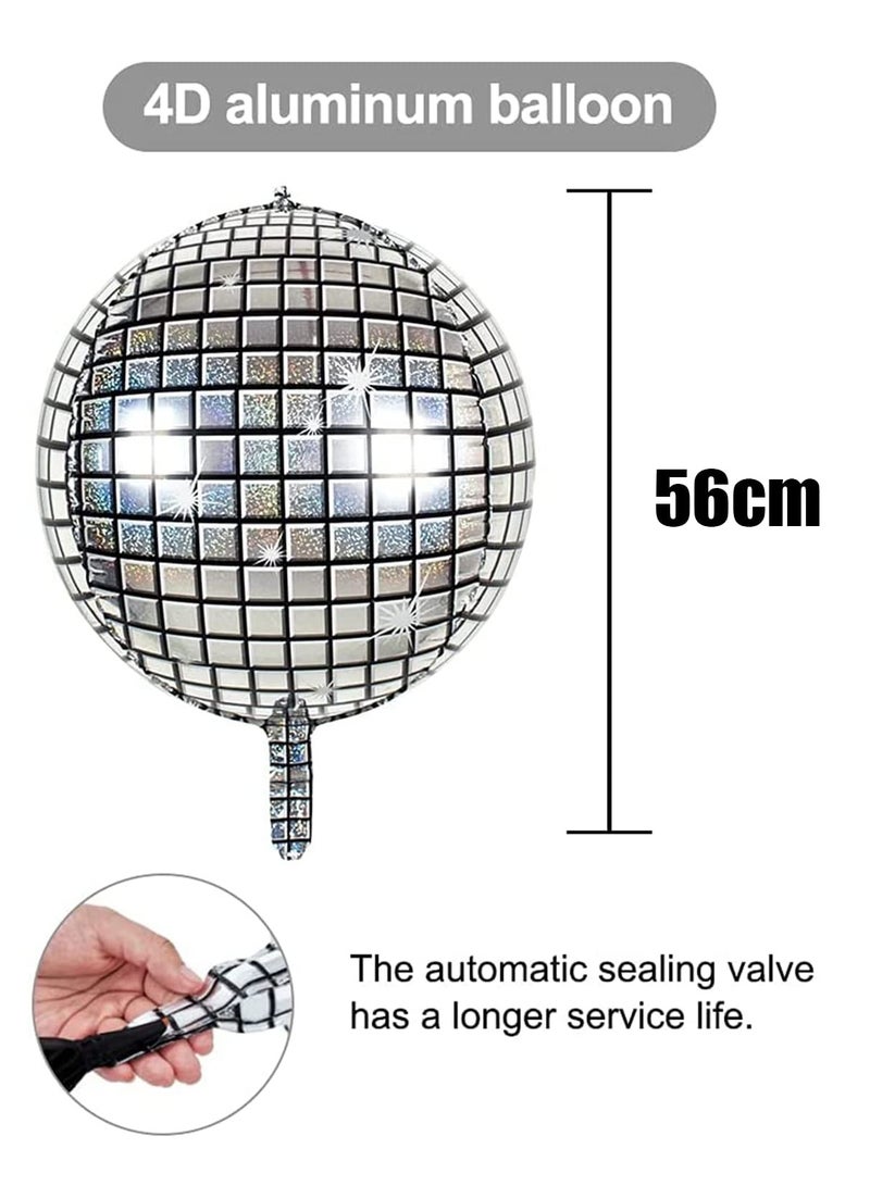 KASTWAVE Mirror Balloons, 6 Pcs Disco Metallic Balloons for 70s Party Decorations, 360 Degree 4D Round Sphere Ball Balloons, Mylar Balloons for Birthday Party (56 cm/22 inch, Sliver) - Image 4