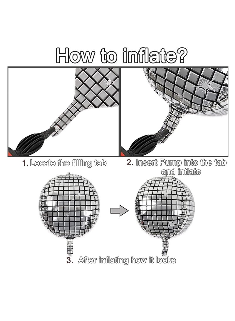 KASTWAVE Mirror Balloons, 6 Pcs Disco Metallic Balloons for 70s Party Decorations, 360 Degree 4D Round Sphere Ball Balloons, Mylar Balloons for Birthday Party (56 cm/22 inch, Sliver) - Image 3