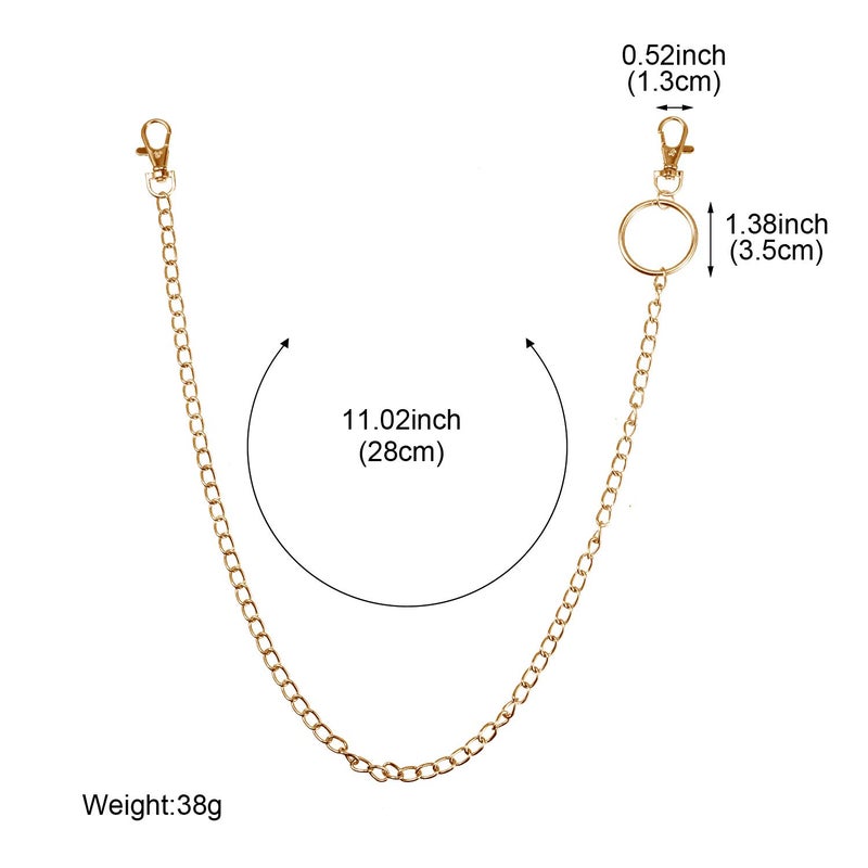 Hotop 3 Pieces Jeans Chains Wallet Pocket Belt Hip Hop Pants Chain Biker Trouser Accessory Jewelry Gift for Men Women(Gold) - Image 2