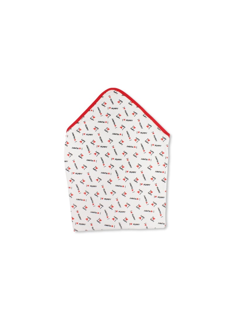 جوكي بطانية أطفال قطنية - لون أبيض كريمي * أحمر مع طبعة "أحب ماما وبابا" - Image 2