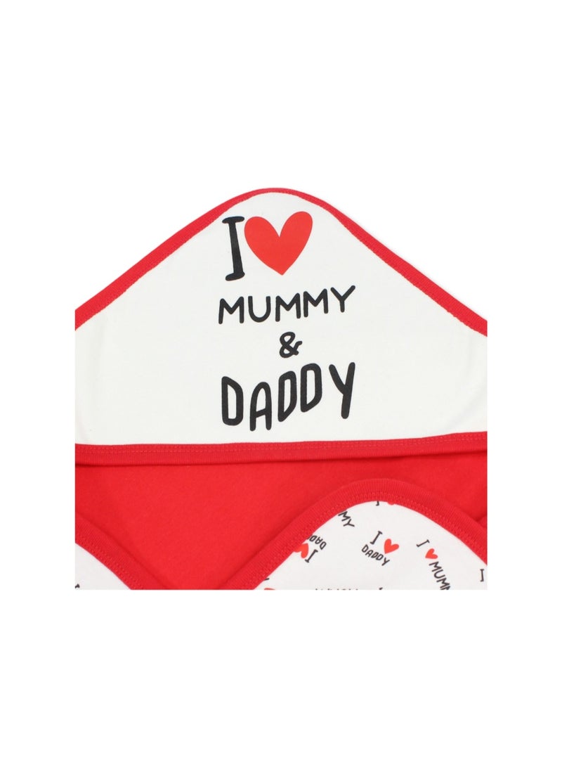 جوكي بطانية أطفال قطنية - لون أبيض كريمي * أحمر مع طبعة "أحب ماما وبابا" - Image 3