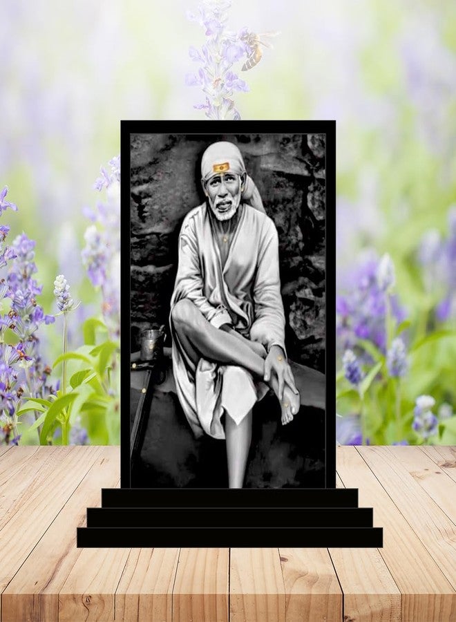 Vprint Quality Car Dashboard Idols Saibaba Wooden Idols Small Sai Baba Statues for Puja Traditional Sai Baba Figurines for Home Decor Murti for Religious Festivals (Multicolor - Size 3x5 in) - Image 2