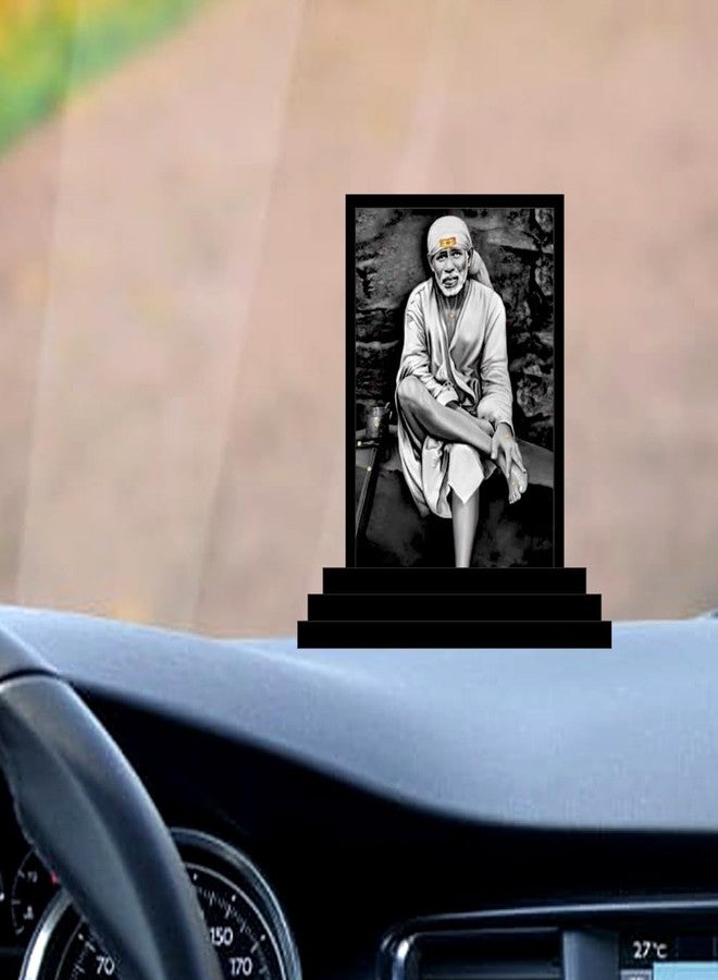 Vprint Quality Car Dashboard Idols Saibaba Wooden Idols Small Sai Baba Statues for Puja Traditional Sai Baba Figurines for Home Decor Murti for Religious Festivals (Multicolor - Size 3x5 in) - Image 3