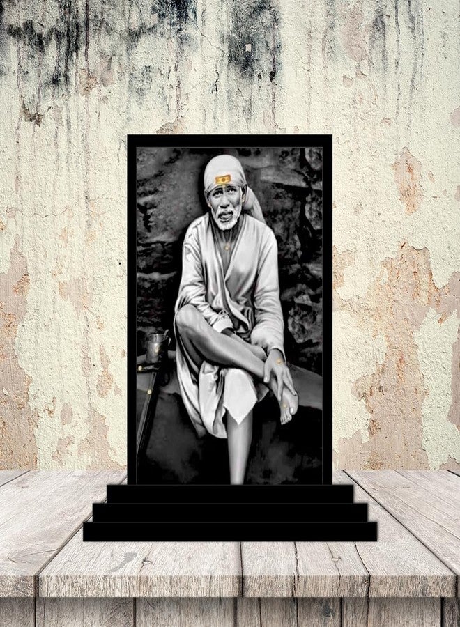 Vprint Quality Car Dashboard Idols Saibaba Wooden Idols Small Sai Baba Statues for Puja Traditional Sai Baba Figurines for Home Decor Murti for Religious Festivals (Multicolor - Size 3x5 in) - Image 5