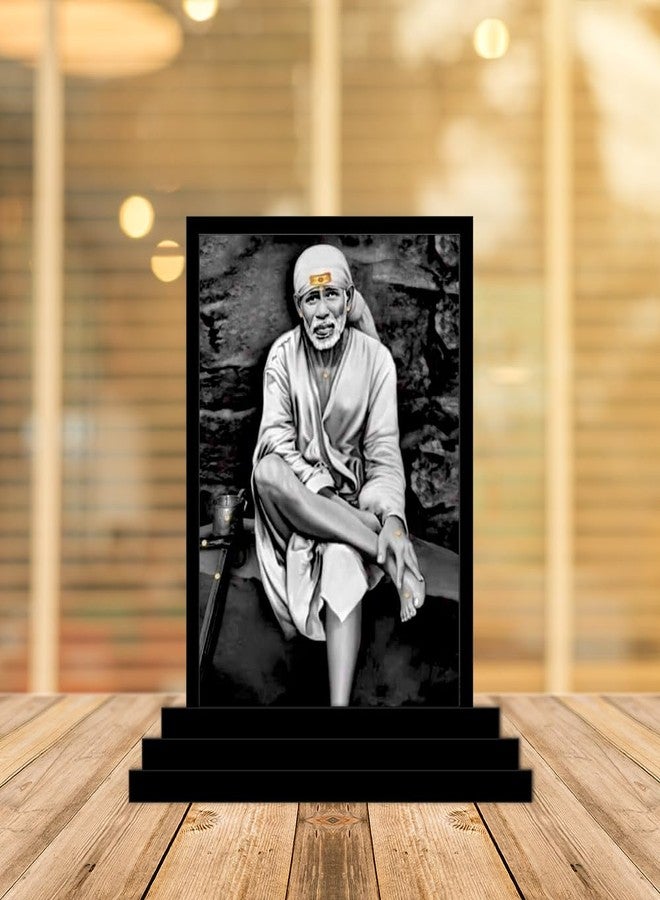 Vprint Quality Car Dashboard Idols Saibaba Wooden Idols Small Sai Baba Statues for Puja Traditional Sai Baba Figurines for Home Decor Murti for Religious Festivals (Multicolor - Size 3x5 in) - Image 4