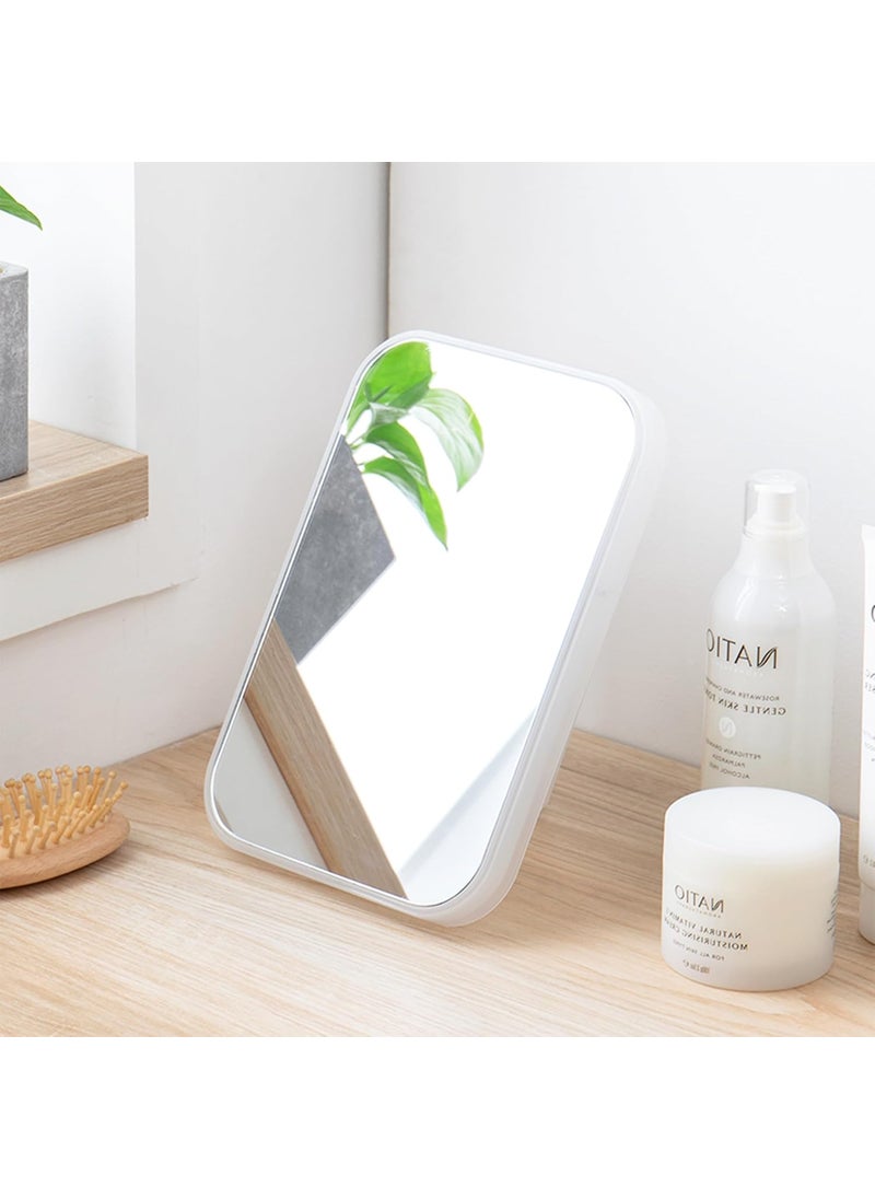 Urbane Home Urbane Home Small Portable Hand Mirror for Makeup Vanity Table Mirror with Stand for Women Girls White  - Image 2