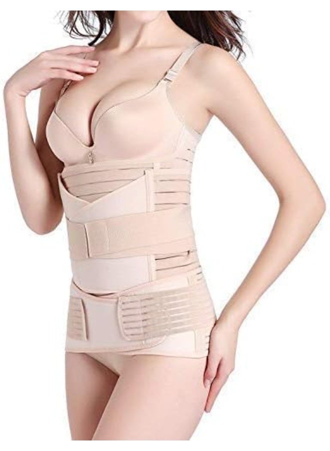 Kimaya 3 in 1 Postpartum Girdle Support Recovery Belly Band Corset Wrap Body Shaper for After Birth Postnatal C-Section Waist Pelvis Shapewear, Beige (Medium)  - Image 2