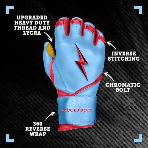 BRUCE BOLT Signature Series Long Cuff Batting Gloves Harrison Bader Edition Bader Baby Blue Small - Image 3