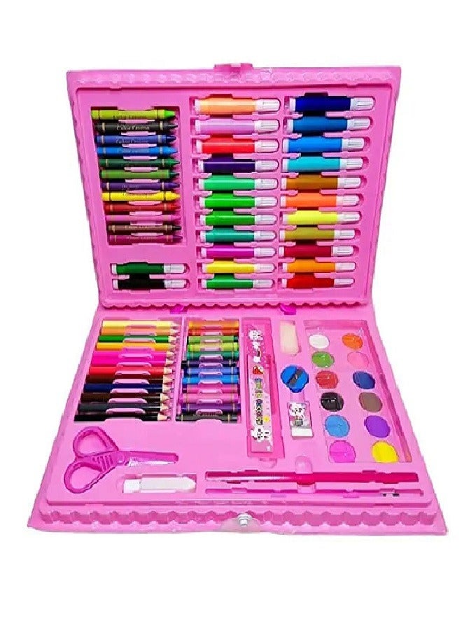 86PC Portable Inspiration & Creativity Coloring Art Set Kids Painting & Drawing Supplies,Oil Pastels, Crayons, Colored Pencils, Watercolor Pens Gift for Girls Boys Artis pink