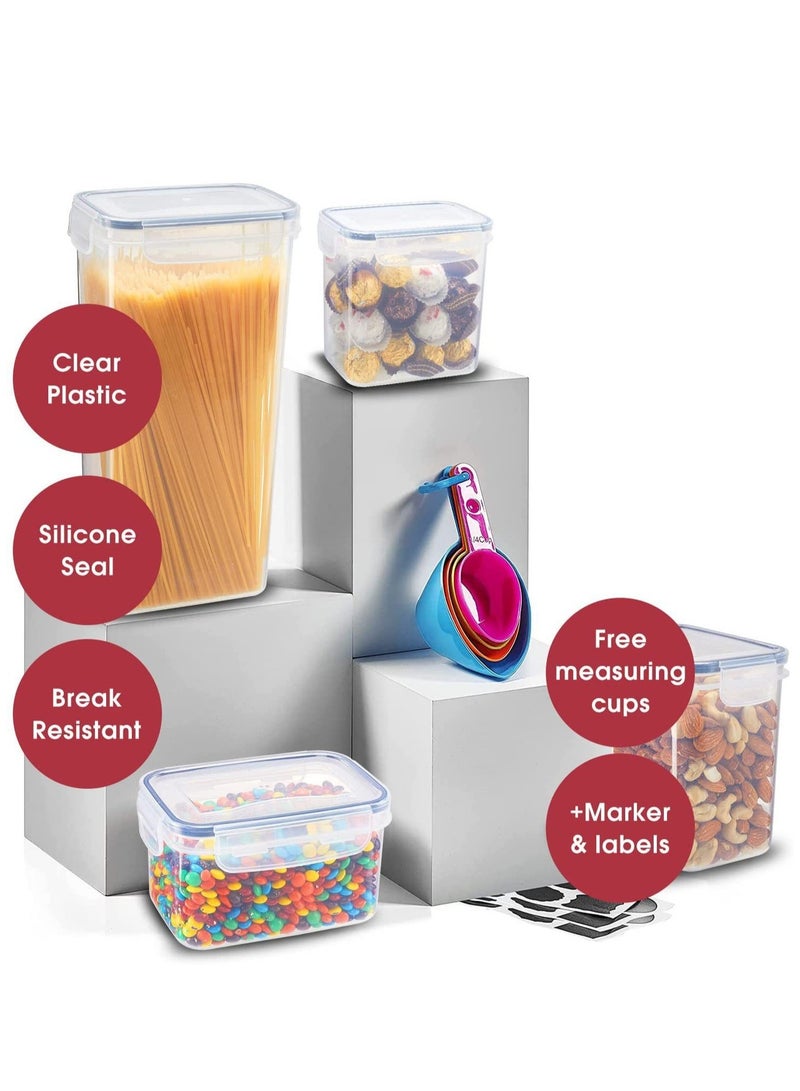 Arabest Airtight Food Storage Containers,36 Pack Cereal & Dry Food Storage Containers,BPA-Free,Stackable Boxes Containers for Kitchen,Clear Plastic Kitchen and Pantry Organization Set,Plastic Kitchen Storage Organizer for Sugar, Snack, Baking Supplies,Including Labels,Marker Pen and Spoon(6 Sizes)  - Image 5