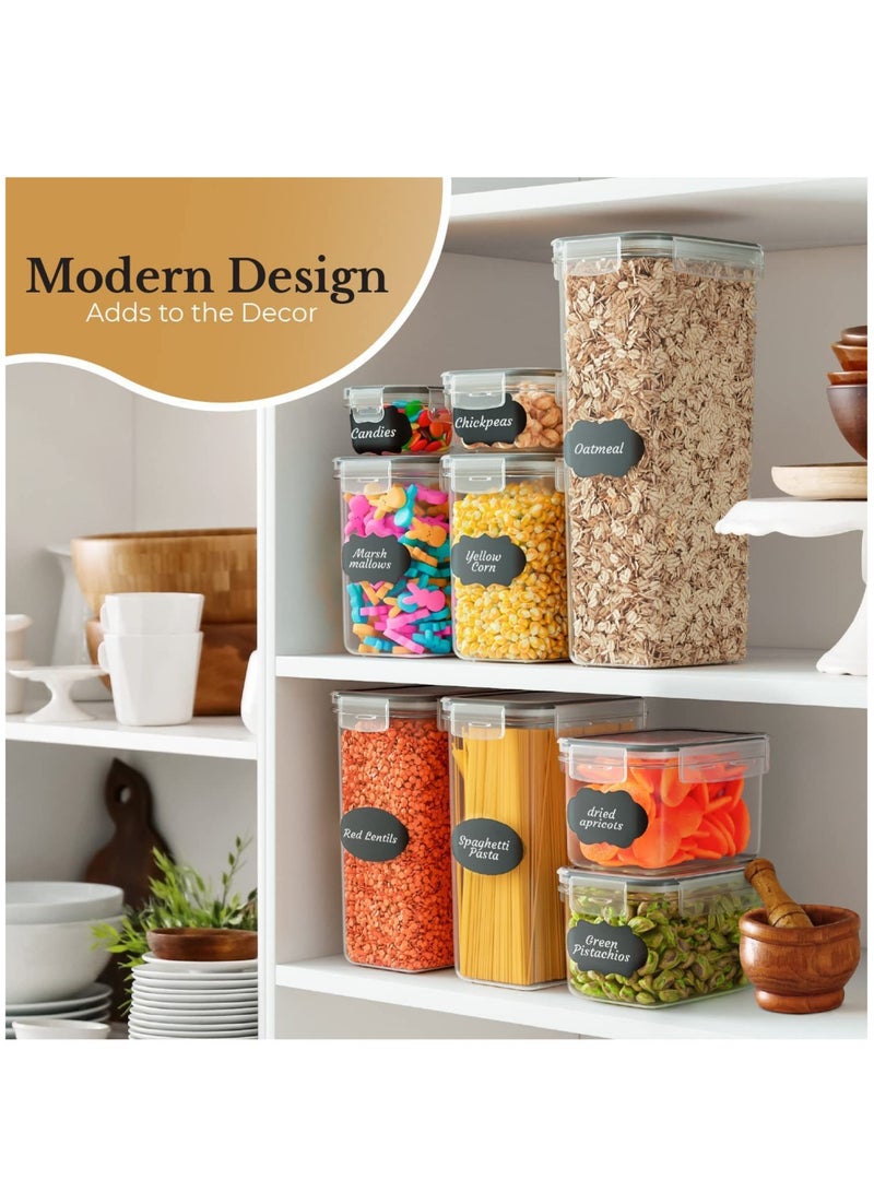 Arabest Airtight Food Storage Containers,36 Pack Cereal & Dry Food Storage Containers,BPA-Free,Stackable Boxes Containers for Kitchen,Clear Plastic Kitchen and Pantry Organization Set,Plastic Kitchen Storage Organizer for Sugar, Snack, Baking Supplies,Including Labels,Marker Pen and Spoon(6 Sizes)  - Image 3