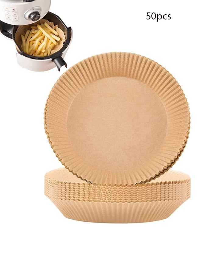 EHOME Air Fryer Liner 50 PCS Round Disposable Baking Paper Non-Stick Paper Parchment for Air Fryer, Steamer, Microwave, Frying Pan(7.9IN) - Image 1