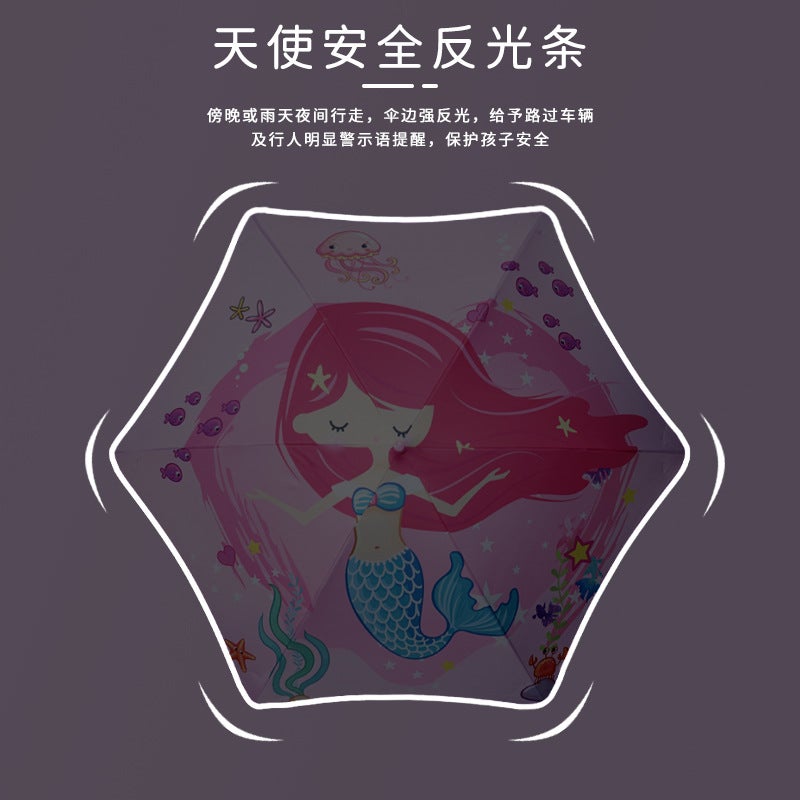Cartoon Children'S Umbrella Straight Rod Fillet Anti-Puncture Safety Kindergarten Boys And Girls Primary School Students Long Handle Portable Umbrella - Image 4