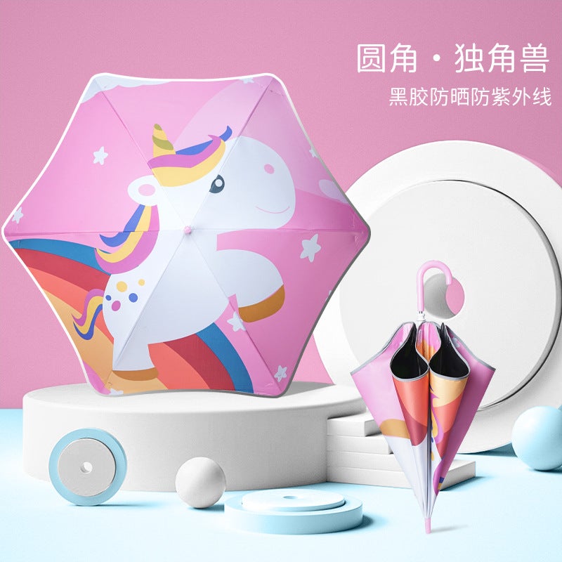 Cartoon Children'S Umbrella Straight Rod Fillet Anti-Puncture Safety Kindergarten Boys And Girls Primary School Students Long Handle Portable Umbrella - Image 1