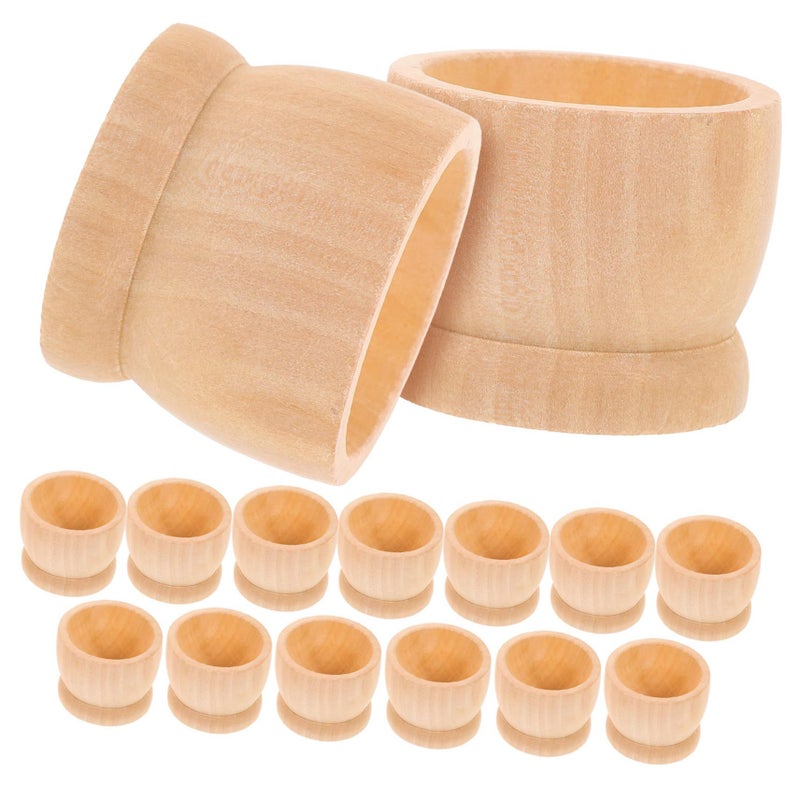 15Pcs Wooden Egg Holder Stand Easter Non Slip Decorative Base Home Kitchen DIY Craft - Image 2